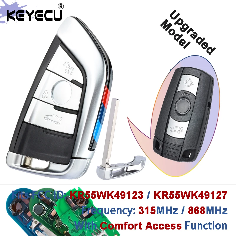 

KEYECU CAS3 System Keyless-Go Function 315 / 868 MHz PCF7953 Chip Upgraded Remote Key Fob for BMW 3/5series x5 x6 KR55WK491