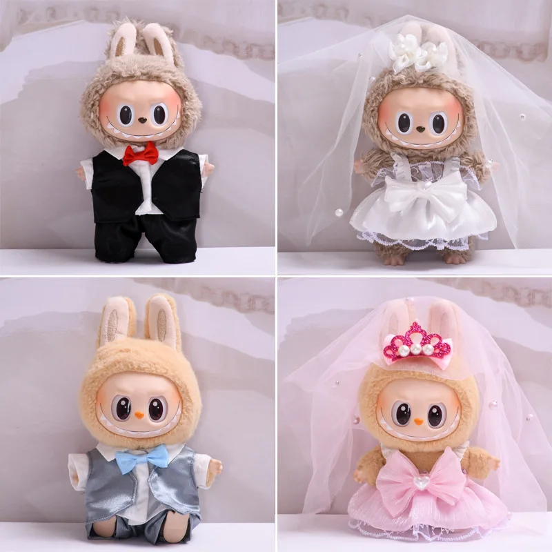 

For 17cm Labubu Clothes Labubu Gentleman Clothes Suit Wedding Dress Explosion for Ropa Labubu Accessories Clothes