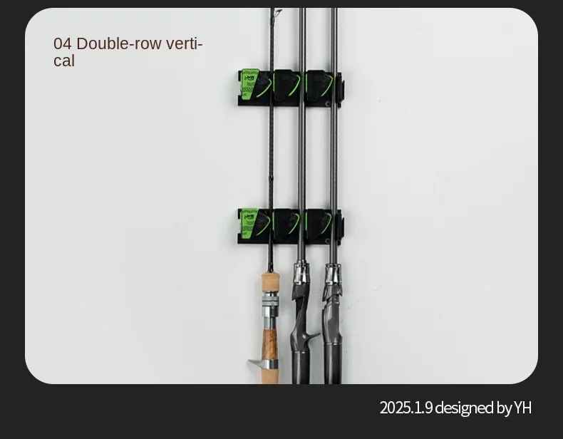 QAJTAO Wandmontierter und mit 3M-Kleber beklebter Angelrutenhalter, vertikaler Angelruten-Präsentationsständer mit 3 Löchern zum Verbinden von Angelausrüstung. – Detail 15
