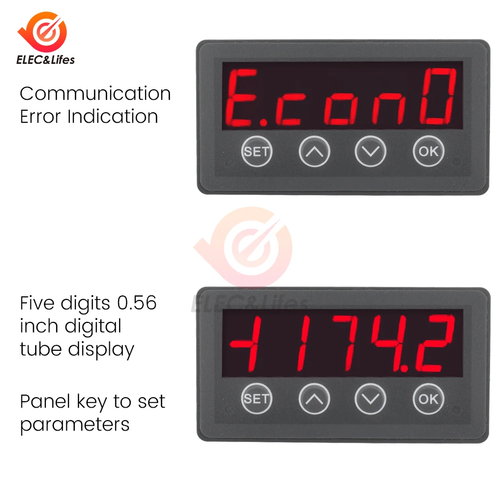 MODBUS-RTU Communication LED Display Table RS485 Serial Port interface Can Be Master Can Be Slave Can Be Monitored DC 8-25V