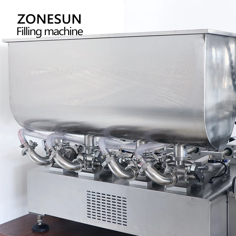 ZONESUN Desktop Automatic Viscous Liquid Paste Chocolate Shower Gel Pistion Filling Machine Water Bottle Filler ZS-DTGT4T