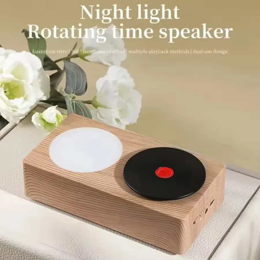 With Ambient Night Light Portable Desktop Bluetooth Speaker LED Long-lasting 360 Degree Stereo Audio Record Player Caixa De Som