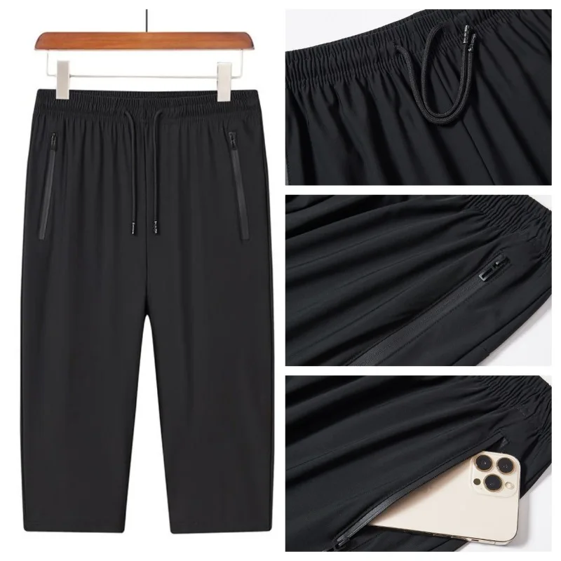 Herren Outdoor Bergsteiger- und Wanderhose, Sportliche Freizeithose aus Eisseide, Sommerliche Modische Lockere Leichte Atmungsaktive Sporthose