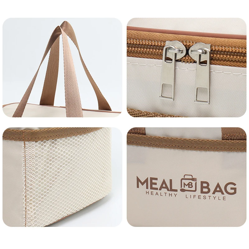 حقيبة غداء محمولة صندوق معزول للطعام صندوق معزول بحزام كتف مقاوم للماء، حقيبة صندوق غداء محمولة باليد، ألومنيوم طازجA-DH