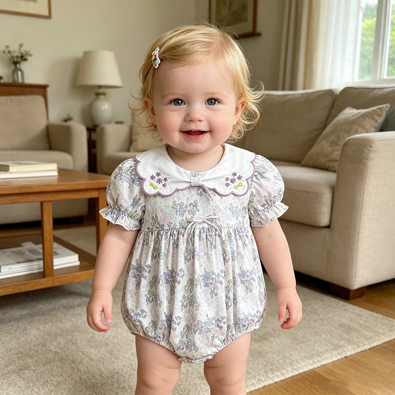 2026 Neugeborenen Sommer Neu 0-24M Baby Mädchen Strampler Blumenmuster Kurzarm-Jumpsuit Süßer Strampler Baby Niedliche Partykleidung