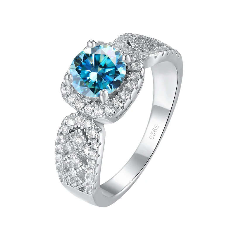Butterflykiss D Color Moissanite Ring For Women Round Cut 1.0ct Luxury S925 Sterling Silver Engegament Wedding Band Fine Jewelry