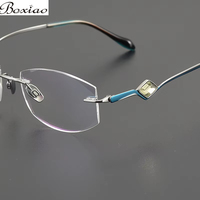 Diamond Trimming Ladies Rimless Myopia Glasses Studded Luxury Titanium Reading Glasses Blue Light To Relieve Fatigue Business.