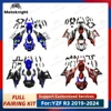 ヤマハモーターサイクルフェアリングキット,完全なセット,塗装ボディワーク,プラスチック,R 3,r25,2019,2020,2021,2022,2023 2024 1