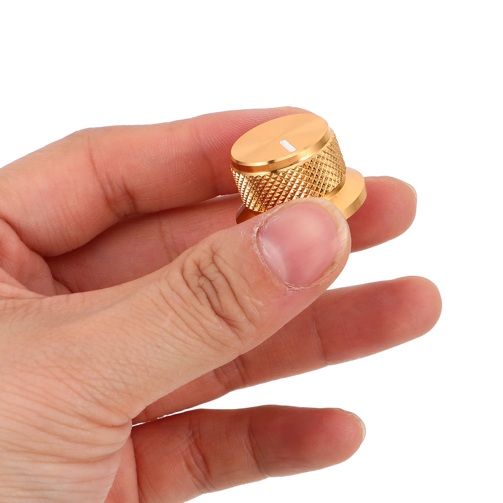 

Metal Volume Control Knob 24x14.5mm Aluminum Gold Tone Knob for Electric Guitar Bass Amplifier Radio Instrument Replacement