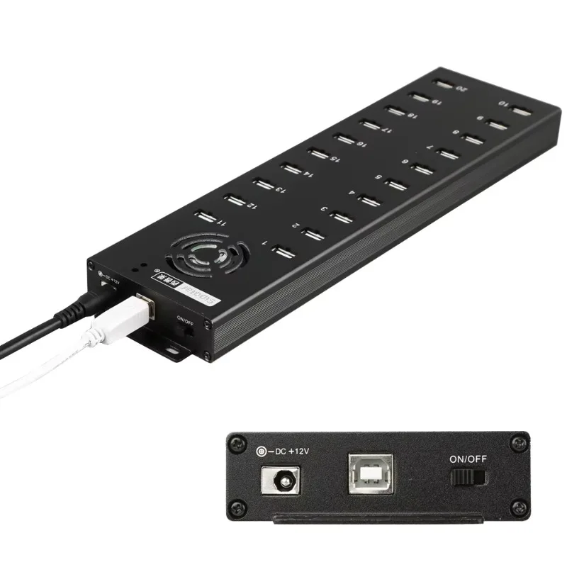 A-805P 20 Port USB 2.0 Hub Refresh and Charging Ports for Cellphone/Tablet Desktop Charging Station with LED