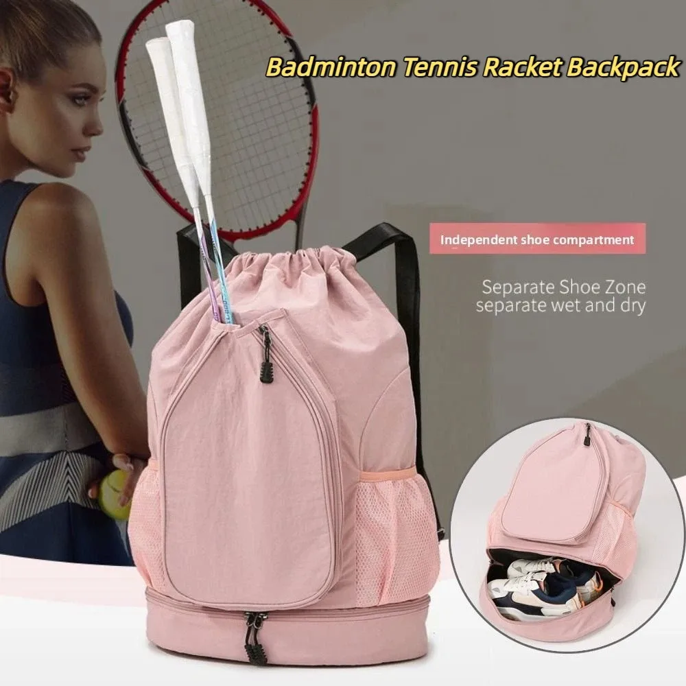 

2 Rackets Tennis Racket Backpack Large Capacity Waterproof Gym Pack Drawstring Closure Casual Basketball Backpack Bag