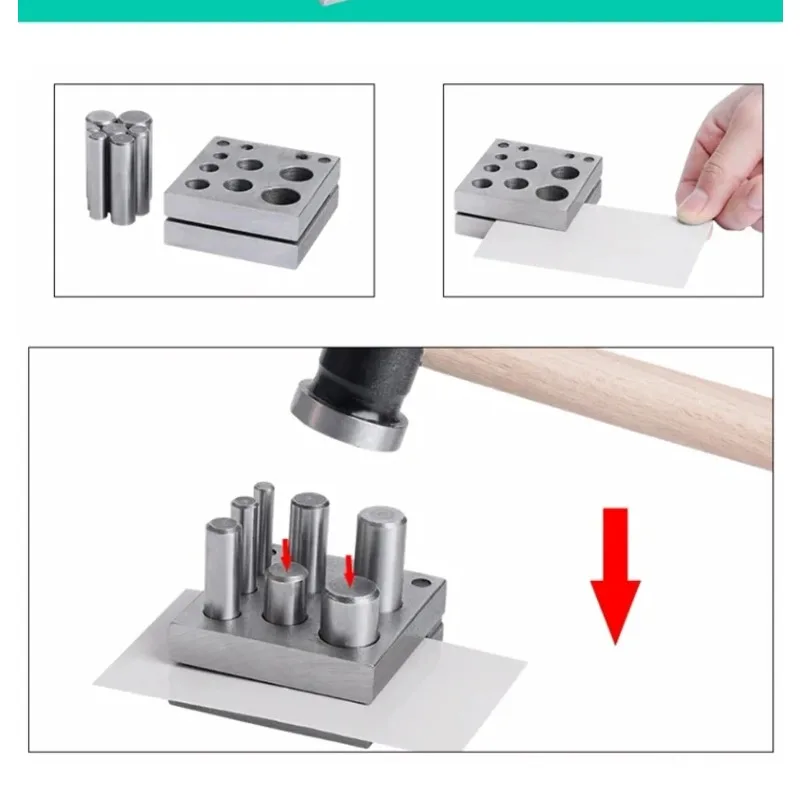 

Ручной набор для резки дисков, металлическая круглая форма, специальный инструмент для штамповки с 7 отверстиями, портативный и прочный