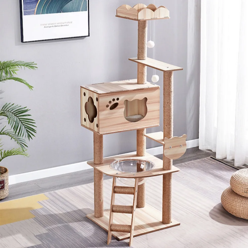 Cat Climbing Frame Multi-layer Scratching Posts Strong Load-bearing Capacity Capsule Scratching Board Multi-layer Cats Towers