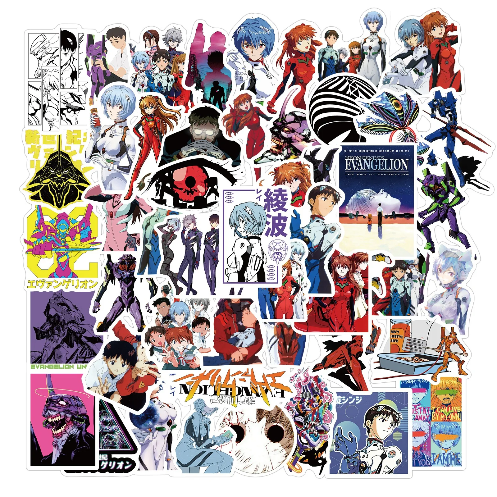 10/50Pcs Japan Evangelion Anime Stickers Cartoon Decal Laptop Suitcase Luggage Skateboard Phone Manga Stickers Scrapbook Toy