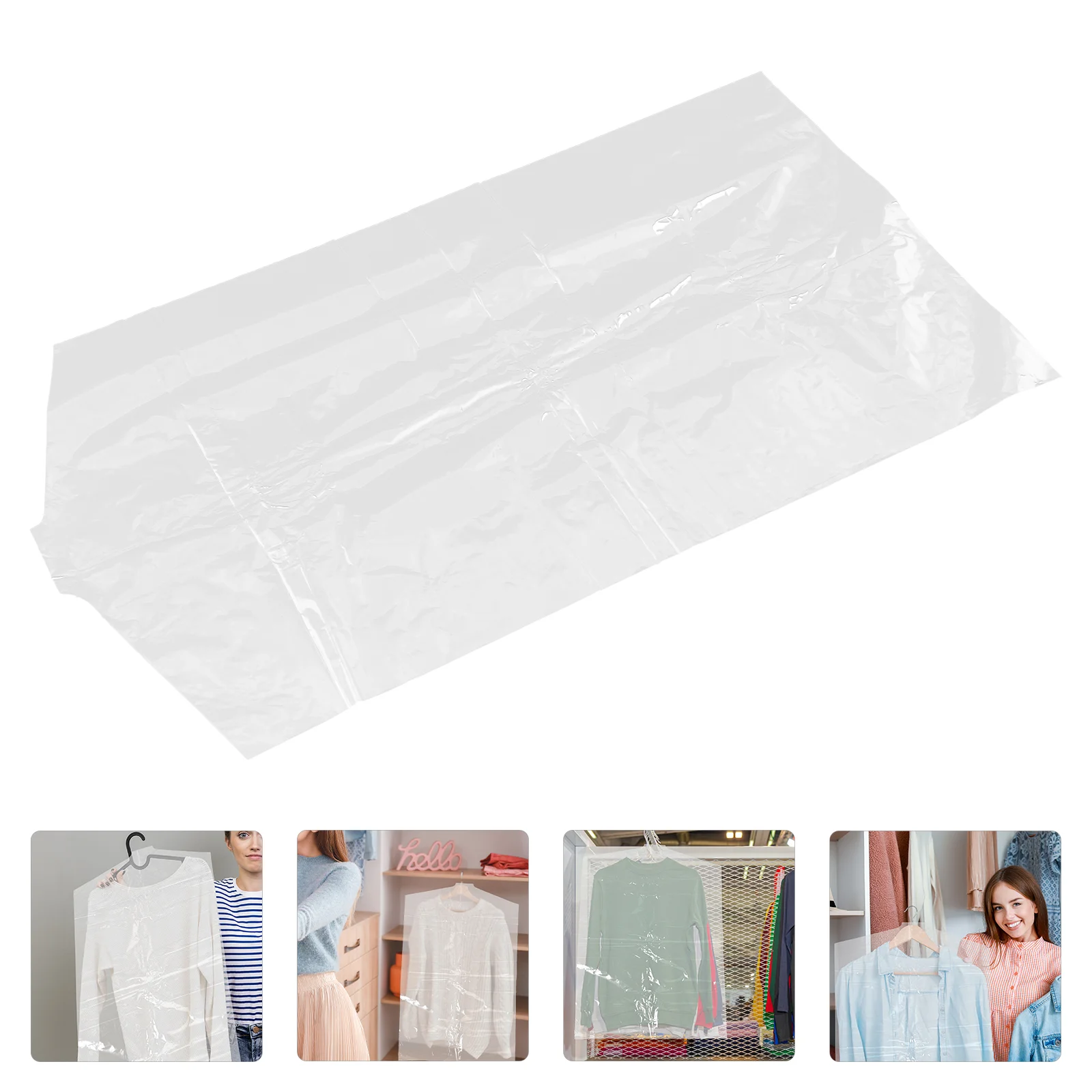 60 Pcs Garment Garment Bags Cleaning Dustproof Overcoat Cover Outfit Suit Cover Disposable Hanging Covers Plastic Clothes Child