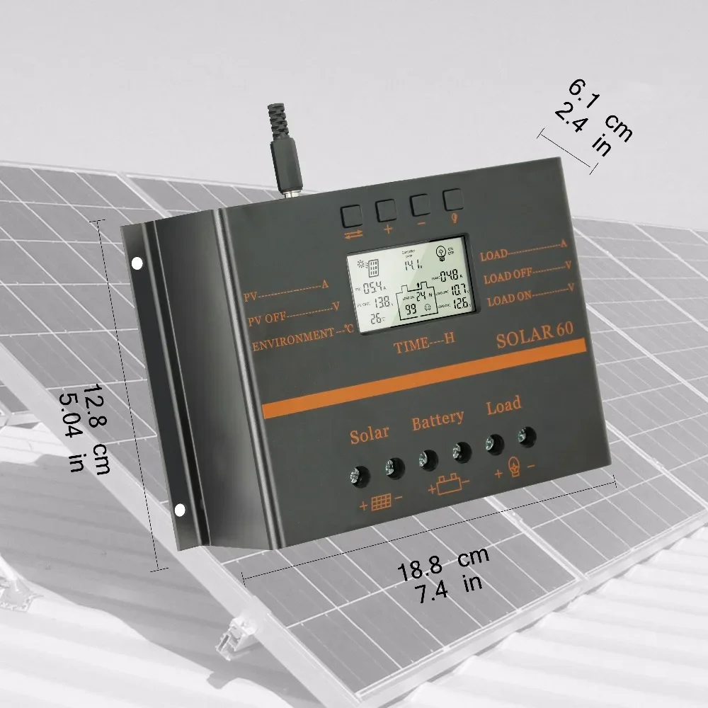 60A Solar Panel Battery Charge Controller 12V/24V Auto Solar Regulator With Parameter Could Be Adjustable S60