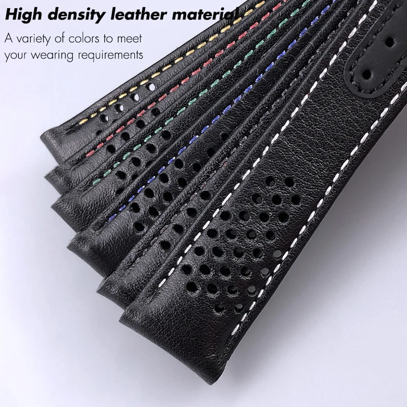 High Quality Genuine Leather Watchband 20mm 21mm Fit for Omega Speedmaster Seamaster Planet Ocean AT150 Curved End Watch Strap