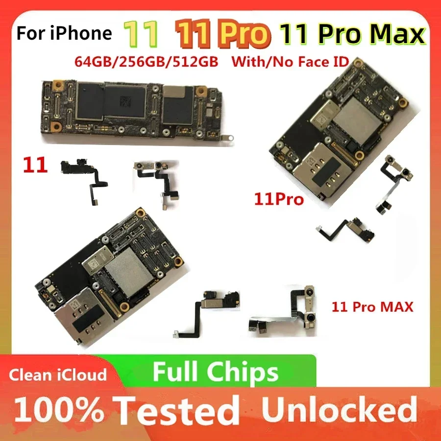 Motherboard For iPhone 11 Support OS Update Clean iCloud 128gb 64gb 256gb Main Logic Board Full Working 100% Unlocked With Face