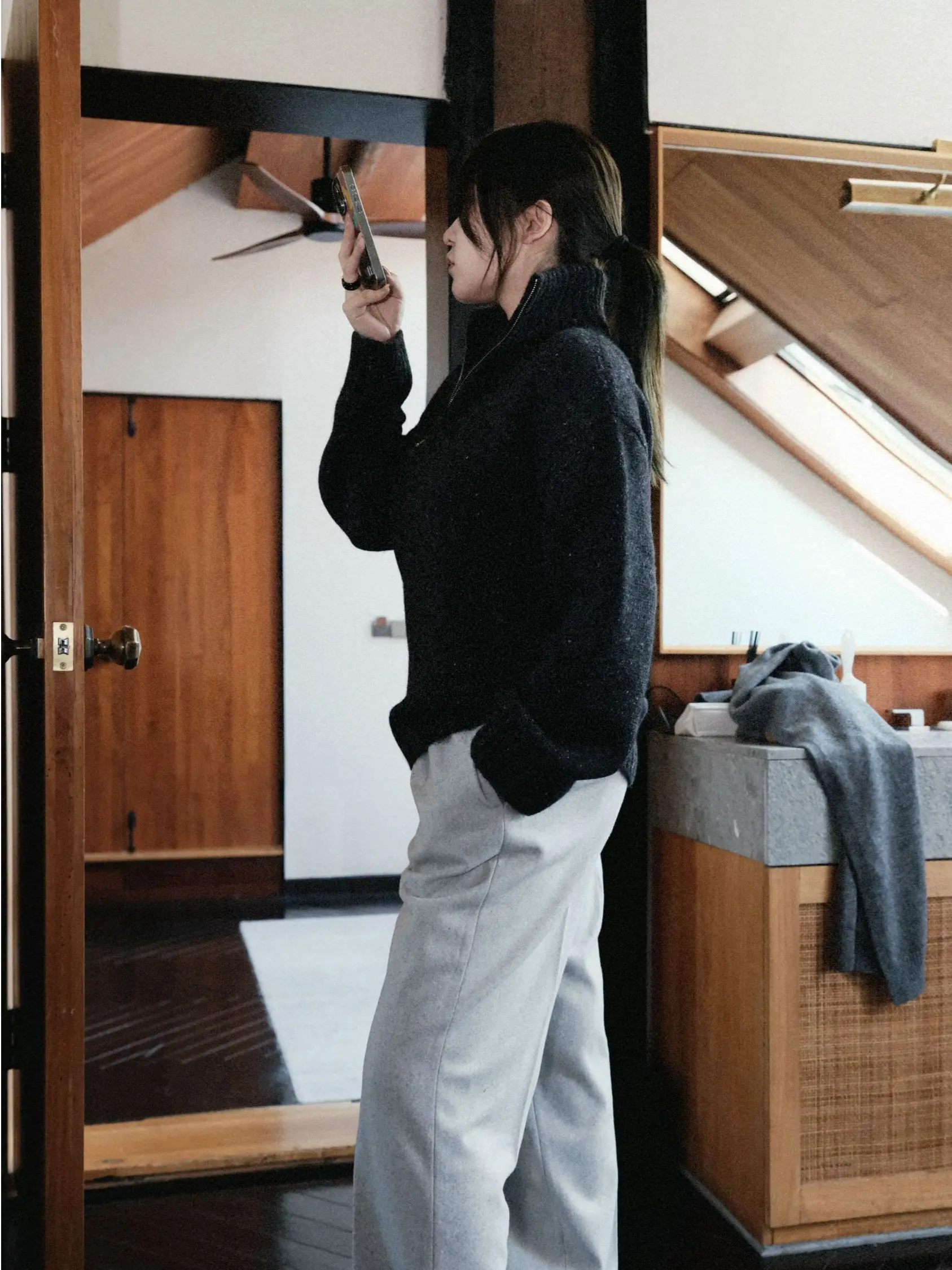 

OSENSO Winter Warm Wool Faion Sweater Mid-Length Loose Fit Women's Premium Quali Camere Blend Knitwear