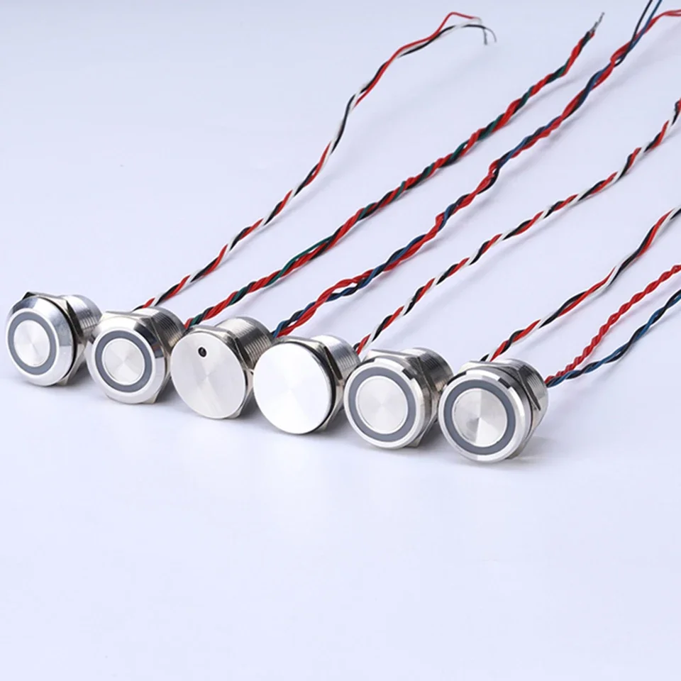 2026 2026 Waterproof 22mm Touch Button Switch 12v/24v Ring Light IP68 Flat Head Momentary Stainless Steel Matel Piezo Switch