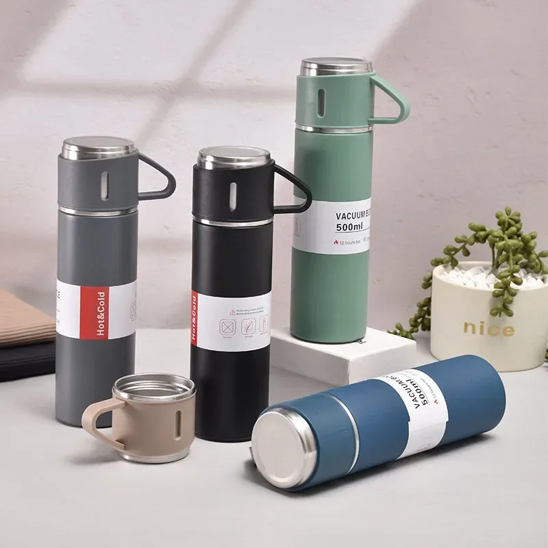 500ML Stainless Steel Vacuum Insulated Bottle for Birthday Gift Office Business Style Coffee Mug Portable Thermos Bottle Cup