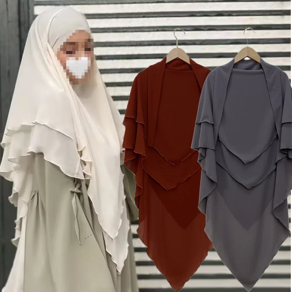 

Новый мусульманский женский хиджаб из шифона, цельный, для Рамадана, Амира, химар, для молитв, исламский головной убор, хиджабы, никаб, никаб, шали, накидки