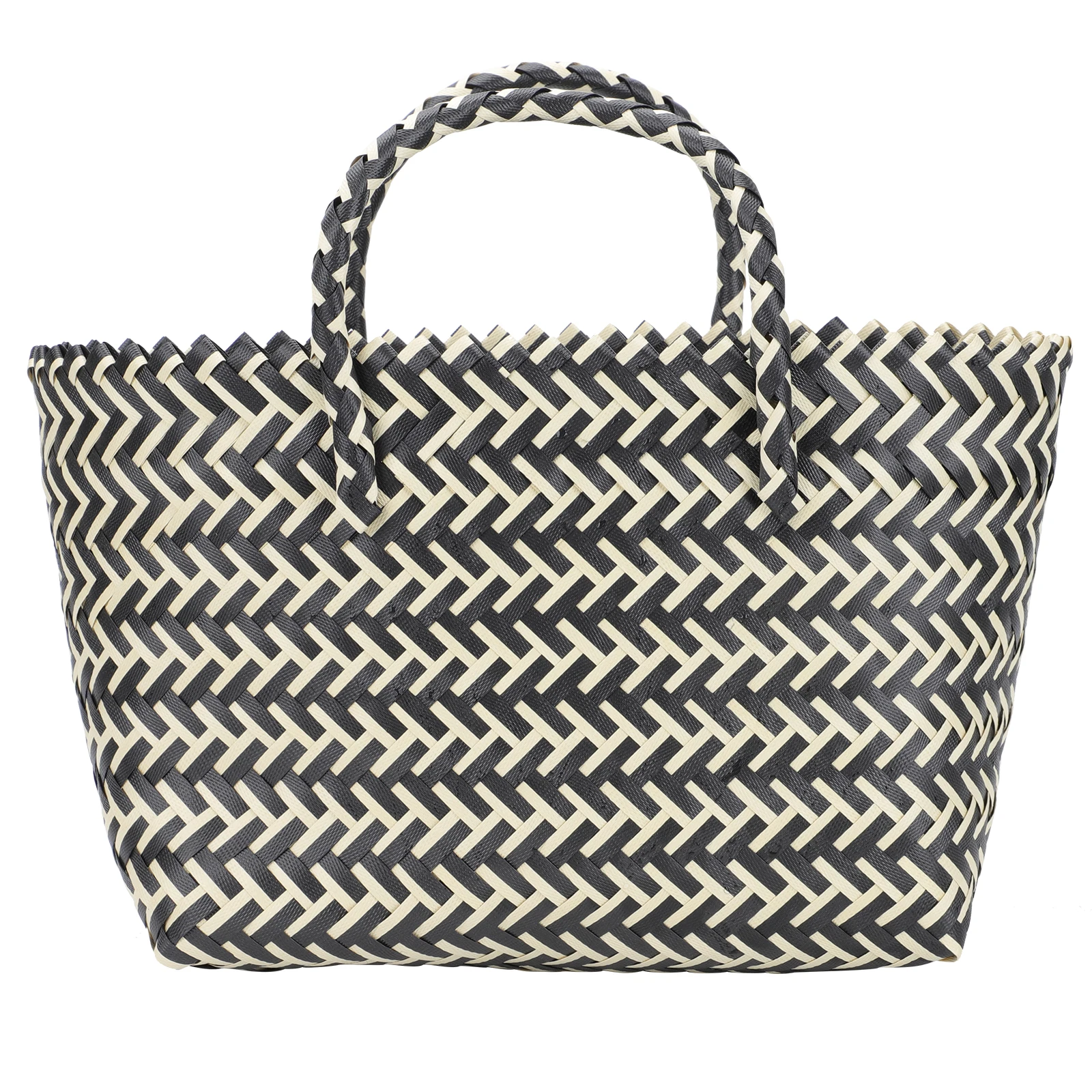 

Handwoven Women Plastic Casual Hand knitted Large Capacity Casual Fashionable Striped Bag Shoulder Bag Wallet Style