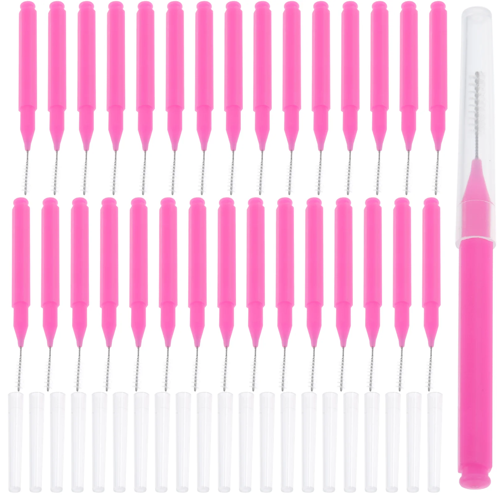 100 Pcs Eyelash Eyebrow Brush Interdental Flossers Makeup Applicators Mascara Wands