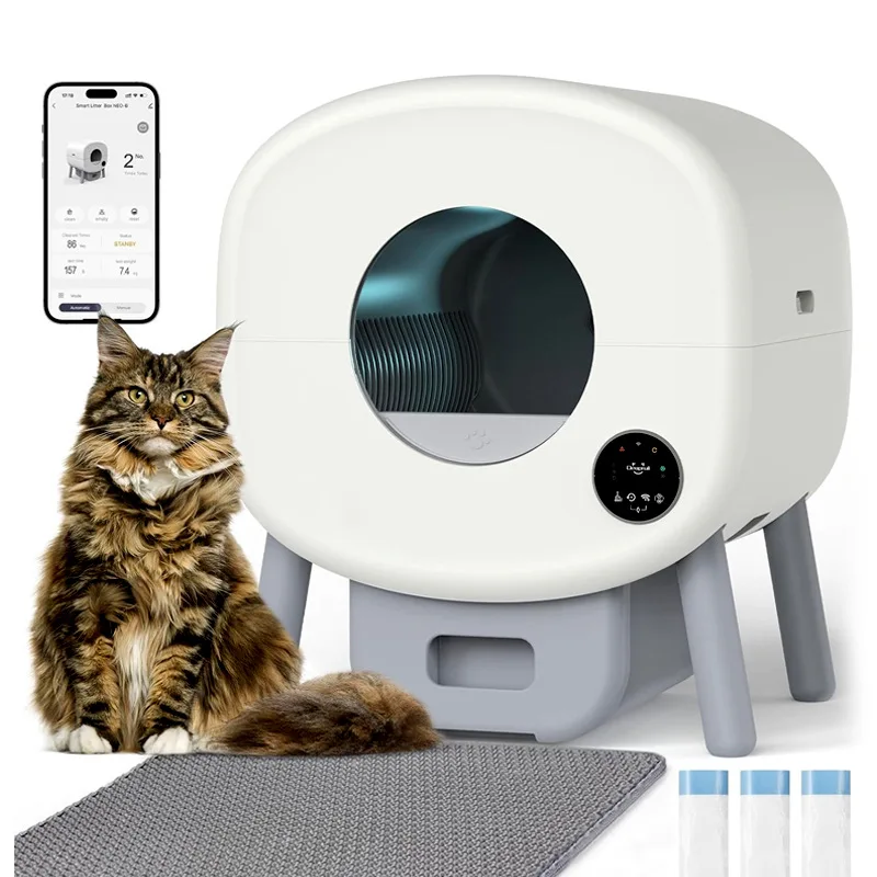 

STLFCross-border New Automatic Anti-Splash Cat Toilet LitterssBox with One-Button Cleaning Electric Smart ABS Plastic China Whol
