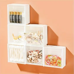 2/4/6/9pcs Wall Mounted Cotton Pad Storage Boxes Dustproof Bathroom Organizer For Cotton Swabs Makeup Adhesive JewelryHolder Box