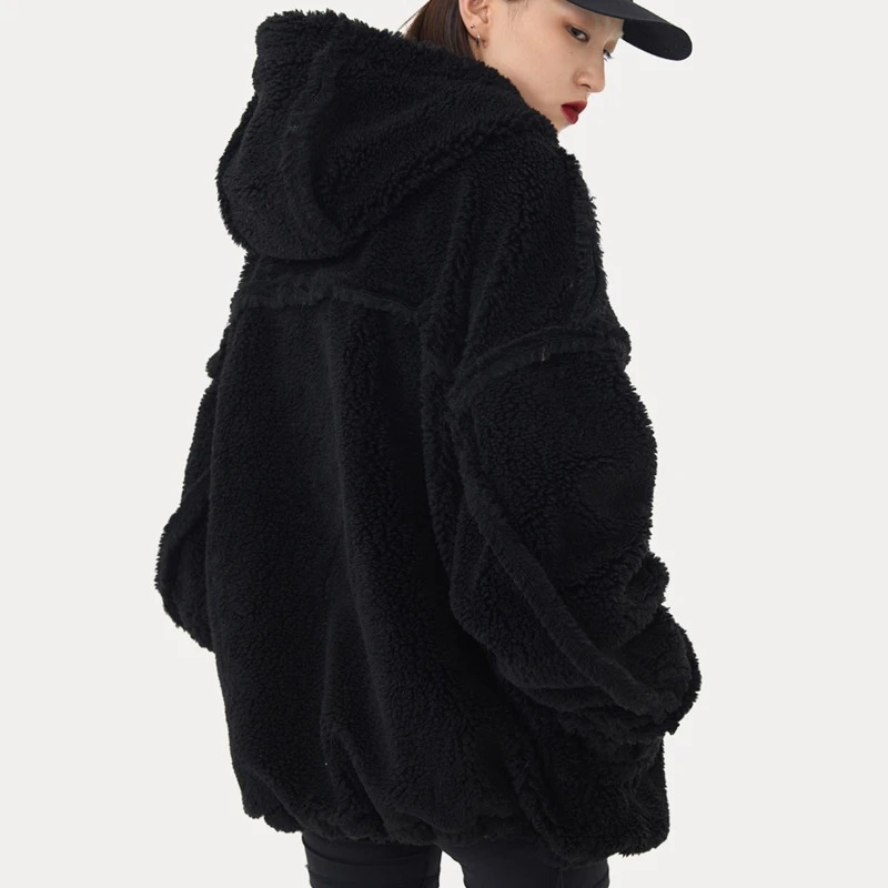 Vintage Winter Parkas Men Women Y2K Distressed Woolen Lamb Fleece Thick Jackets High Street Oversized Warm Jacket Streetwear New