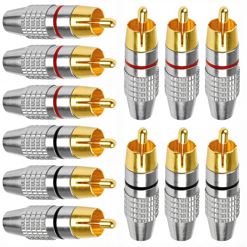 RCA Male Connector Plug Adapter for Audio Cable Plug Video Solder-Free Adapter Cable Converter 4pcs/10pcs