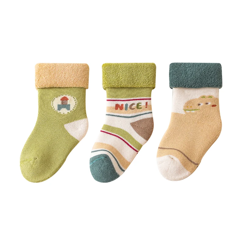 OUYUN Infant Thermal Socks Terry Loop Seamless Mid-Crew Socks for Babies & Toddlers Extra Warm Winter Socks for Newborns