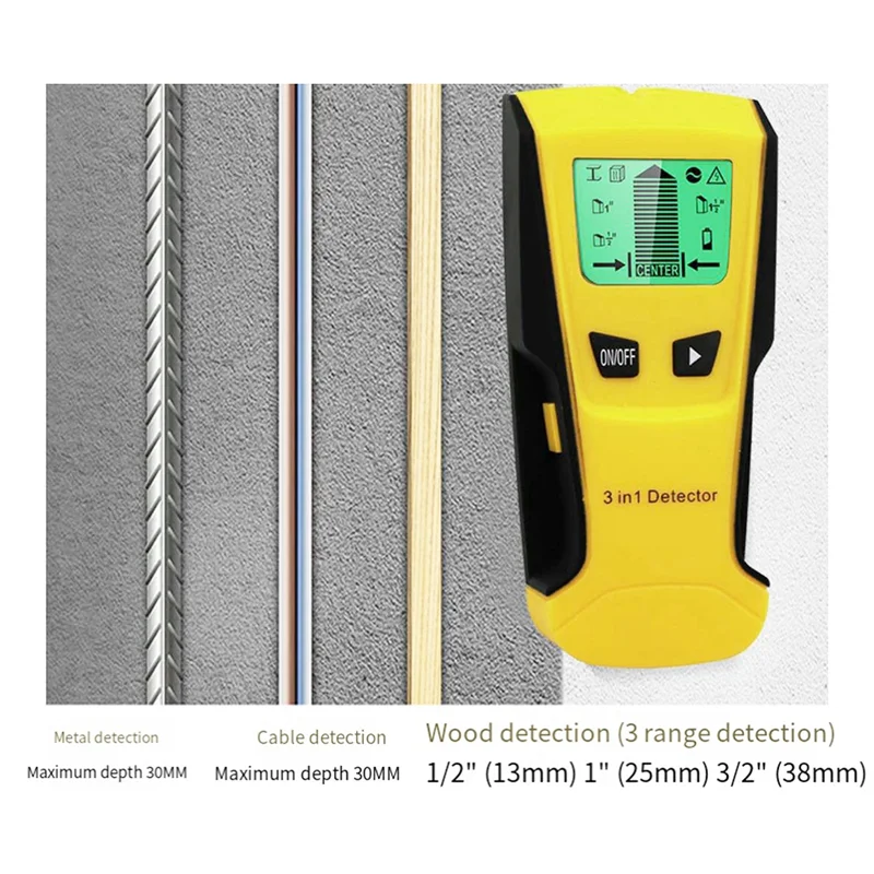 AB53 Cercatore scanner da parete Rilevatore da parete Metal detector da parete Trova borchie in metallo e legno Rilevamento cavo sotto tensione CA