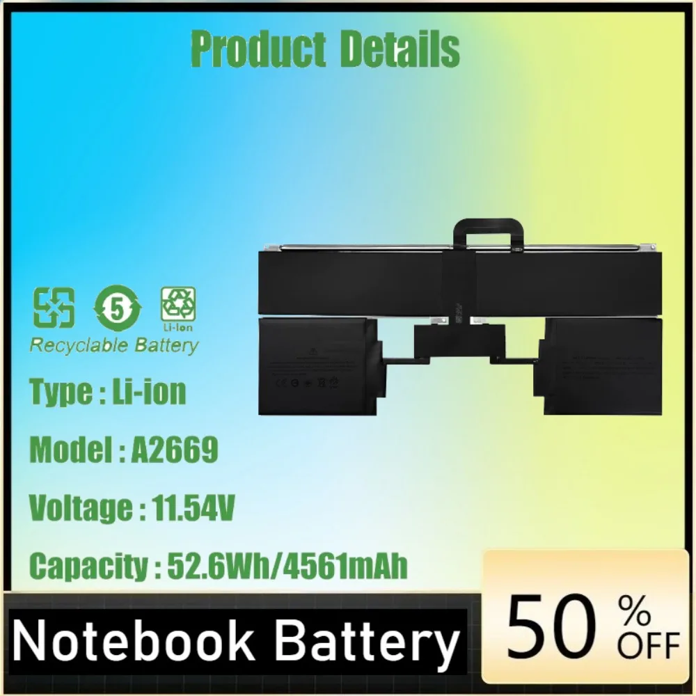 11.54V 52.6Wh A2669 Laptop battery for apple macbook air 13