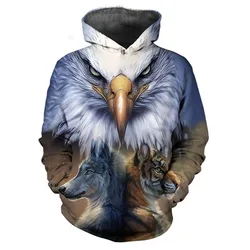 Animal Tiger Eagle Wolf 3D Print Men Women Laxity Hoodie Casual Oversized Pullover Popular Fashion Sweatshirt Trend Men Clothing