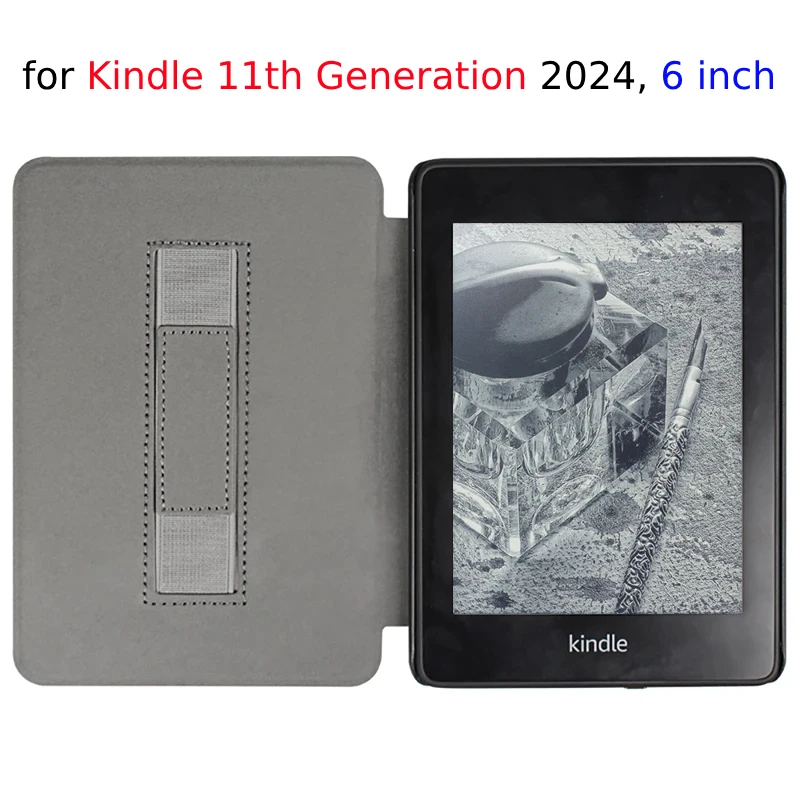 Para Kindle 11. a generación 2024 Funda de 6 ''con correa de mano Funda Kindle de 6 pulgadas Ebook C2V2L3 Auto Wake Sleep Funda de cuero PU