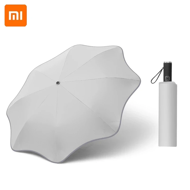 Xiaomi Round Corner Umbrella Night Reflective Automatic Umbrella Folding Anti-poke Black Glue Anti-wind Umbrella