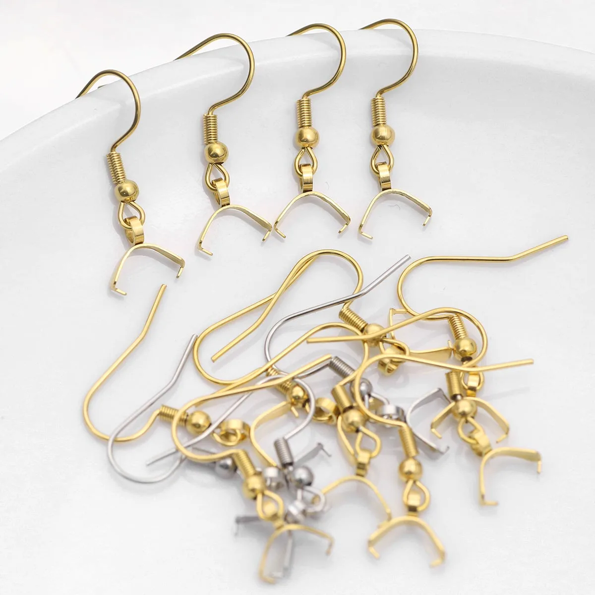 

5 Pair 10Pcs Gold Color Stainless Steel Ear Hook with Melon Seed Buckle For Earrings Making Jewelry Material Accessories