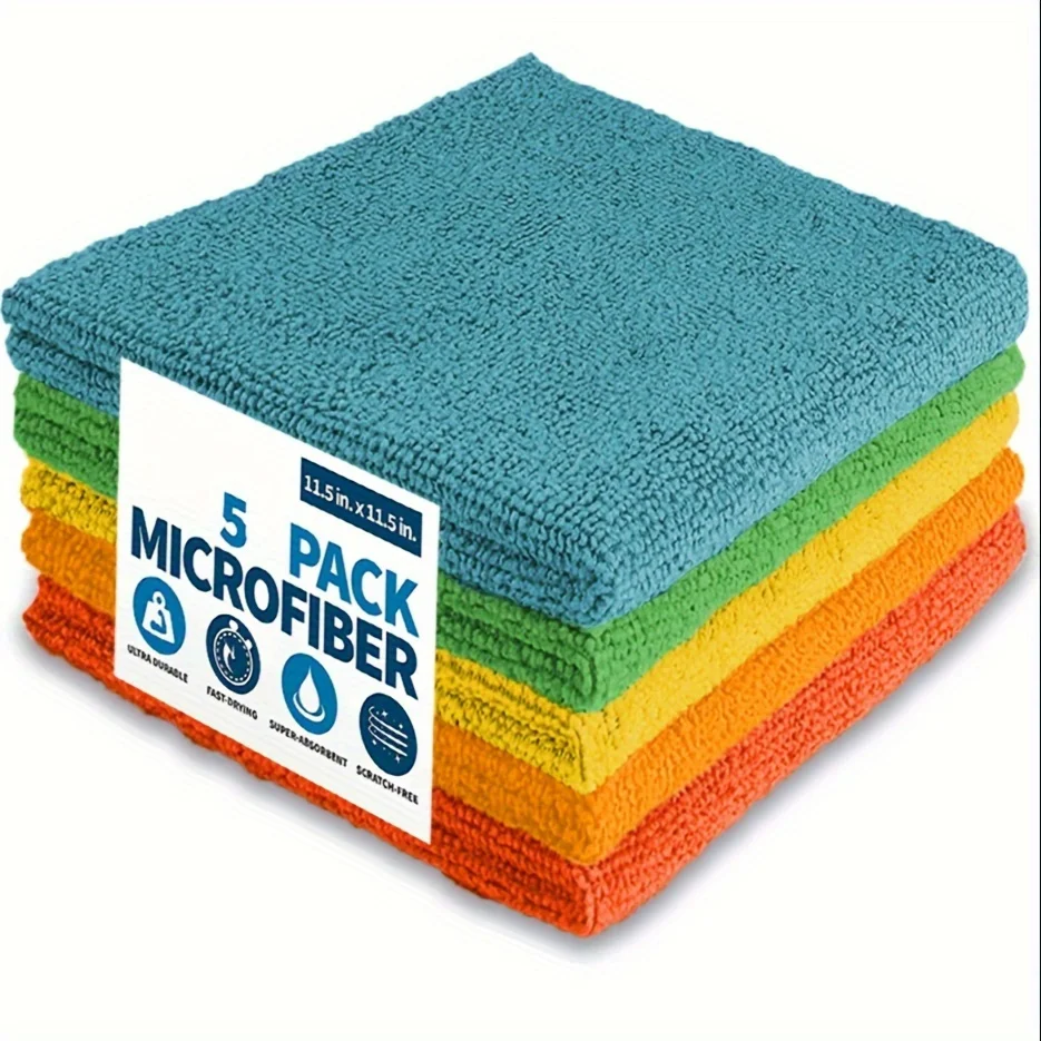 5/10pcs Durable Microfiber Cleaning Cloth for Kitchen and Bathroom Cleaning Towel 30x30cm Durable Comfortable Kitchen Tool