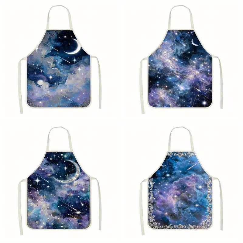 

Фартук с узором «Звездное небо», льняной фартук, подходит для приготовления пищи на кухне, общения родителей и детей, рисования и других мероприятий.