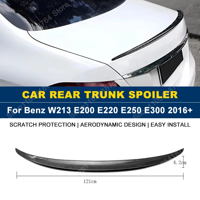 For Mercedes Benz E Class W213 E200 E220 E250 E300 Sedan 4-Door E63 2016+ Rear Trunk Roof Wing Spoiler Soft Plastic
