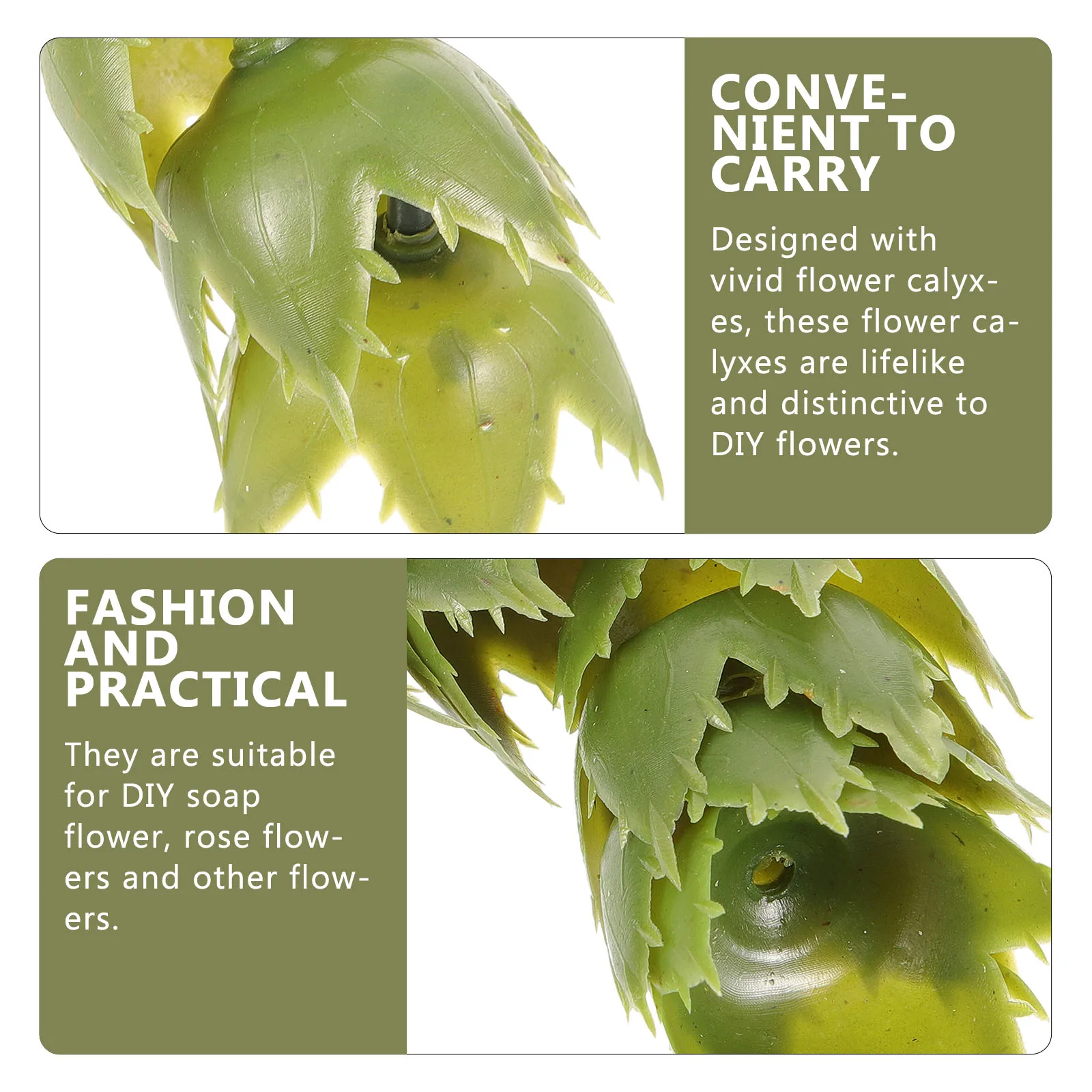 

100pcs Diy Flower Calyxes Supplies Simulation Rose Sepals Receptacles For Artificial Flowers Craft Plastic Sepals Decorative