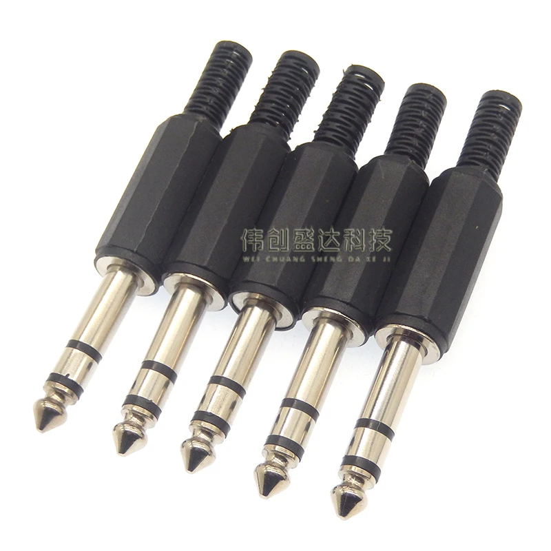 2/5PCS 6,3 MM Mono/Stereo Audio Jack Stecker Stecker Schweißen Linie Kopfhörer Stereo 1/4 6,35 MM 6,3 6,35 2/3 Pole Metall Adapter