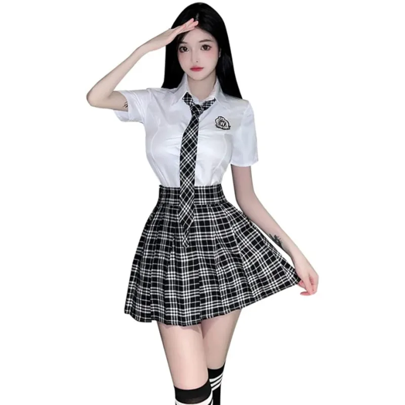 

Temptshow Japanese female student JK pleated skirt cosplay anime jumpsuit sexy tight fitting pajama underwear