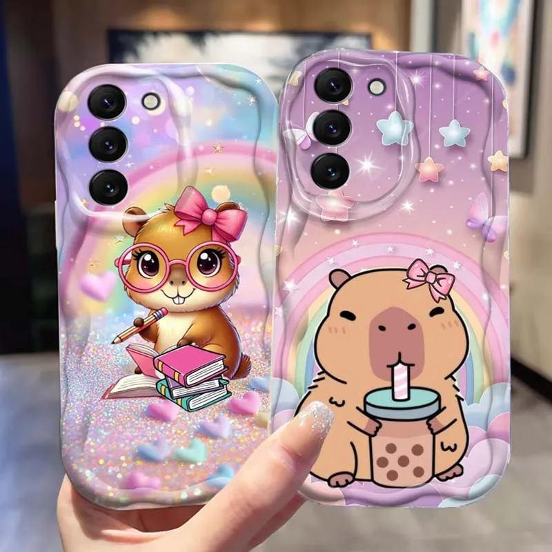 Coloful Capybara Art Popular Phone Case For Samsung S26 S25 S24 S23 S22 S21 S20 A04 A05s A05 A06 Ultra Plus FE 5G Wave Oil