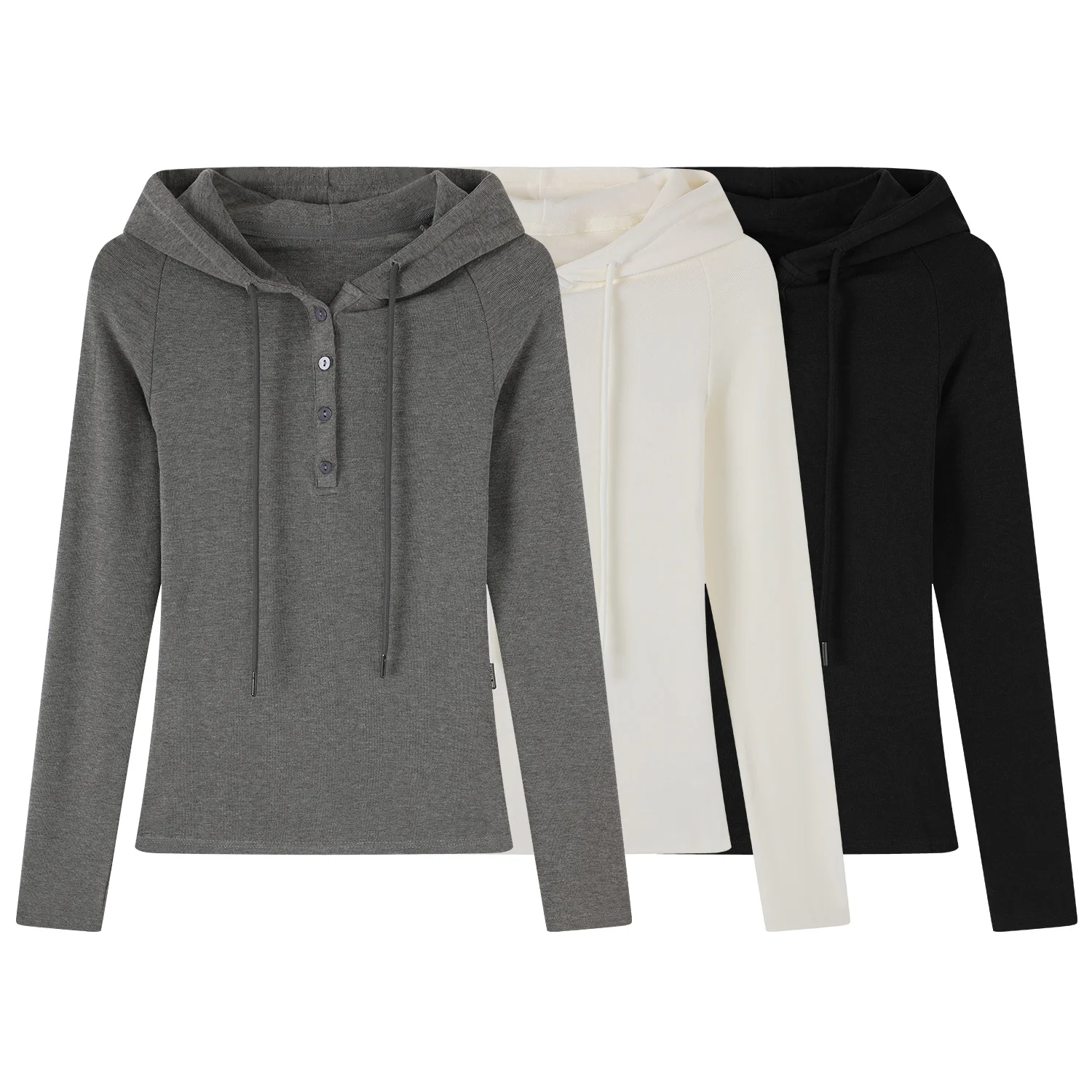 

Gray Slim Fit Hoodie Women's Winter New Style Layered Fashionable Inner Wear Base Shirt Small Top Quality Ladies Sweatshirt