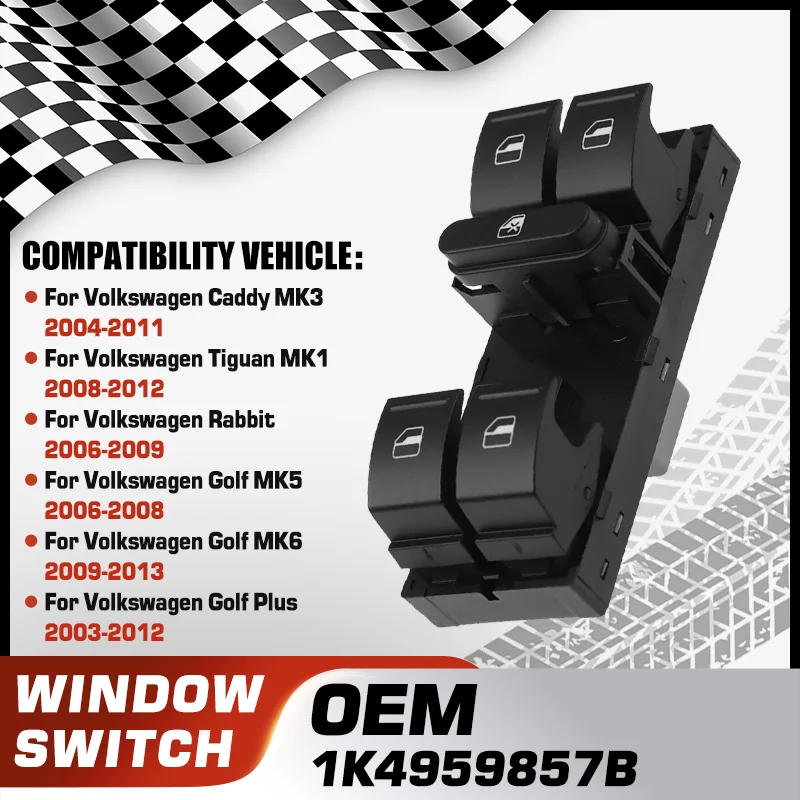 

For Volkswagen Caddy Volkswagen Tiguan Volkswagen Rabbit VW Golf VW Golf Plus 2003-2012 Electric Master Car Power Window Switch
