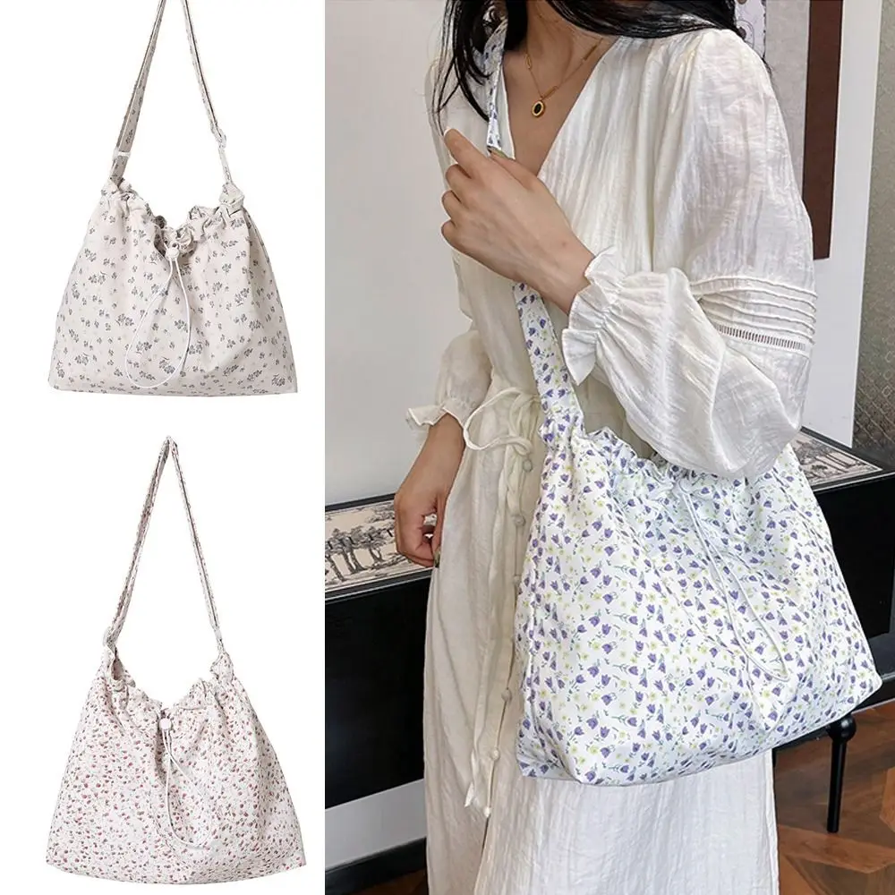 

Креативная холщовая сумка с цветочным принтом, большая вместительная многоразовая сумка через плечо, простая универсальная сумка для покупок.