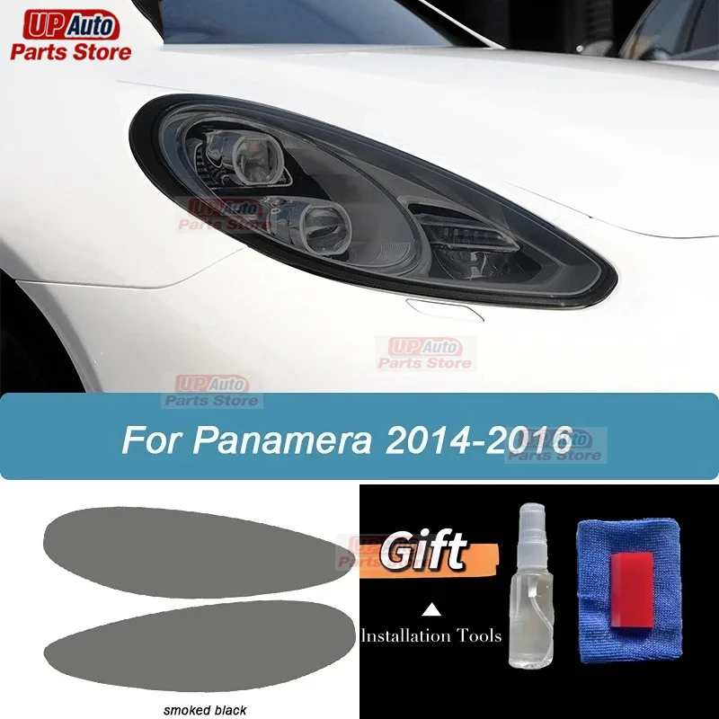 

2 Pcs Car Headlight Protective Film Headlamp Restoration Transparent Black TPU Sticker For Porsche Panamera 970 2014 2015 2016